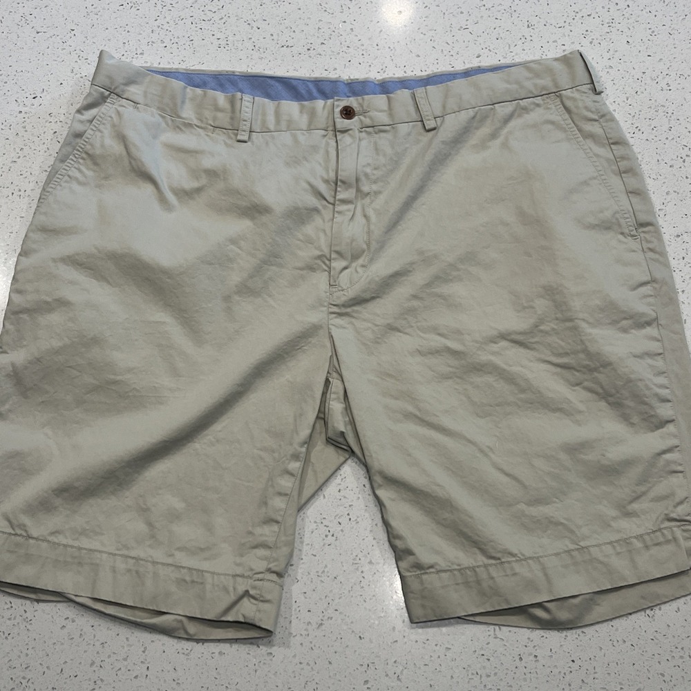 POLO RALPH LAUREN 9" Classic Fit Khaki Flat Front 100% Cotton Chino Shorts Sz 40